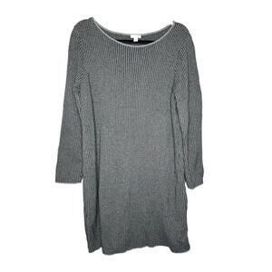 J. Jill Sweater Dress Gray Black Houndstooth Stretch Knit Size Medium